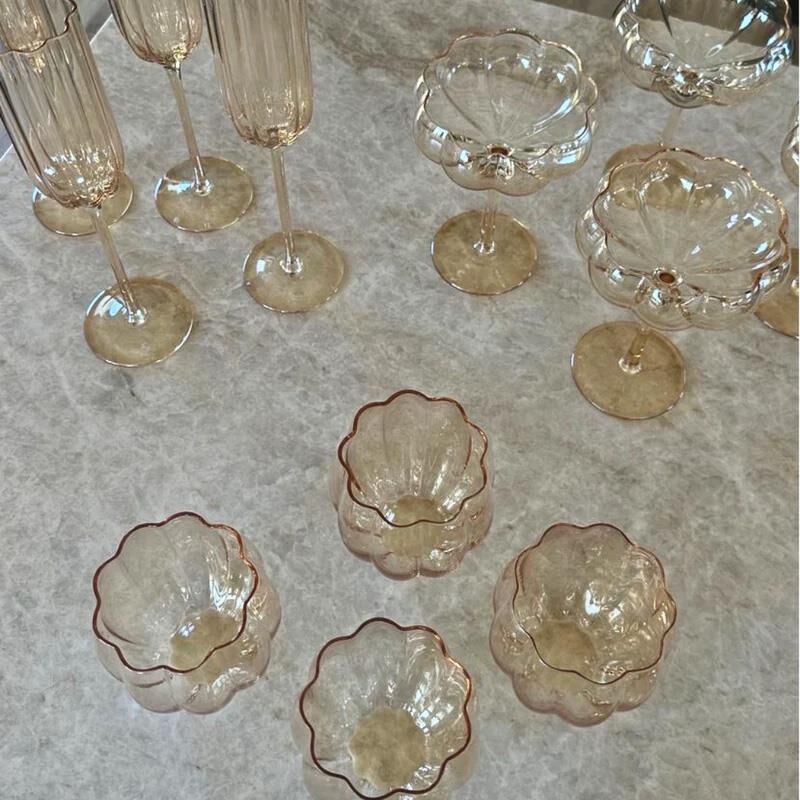 Home Lab Petal Stemless Glass Light Amber Set Of 4 image number 2